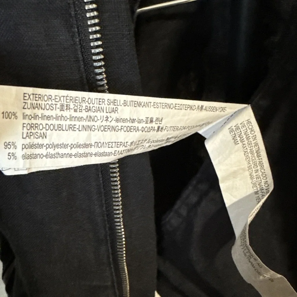 Zara Man Small Black Biker Jacket Zippers Full Zip Pockets 100% Linen